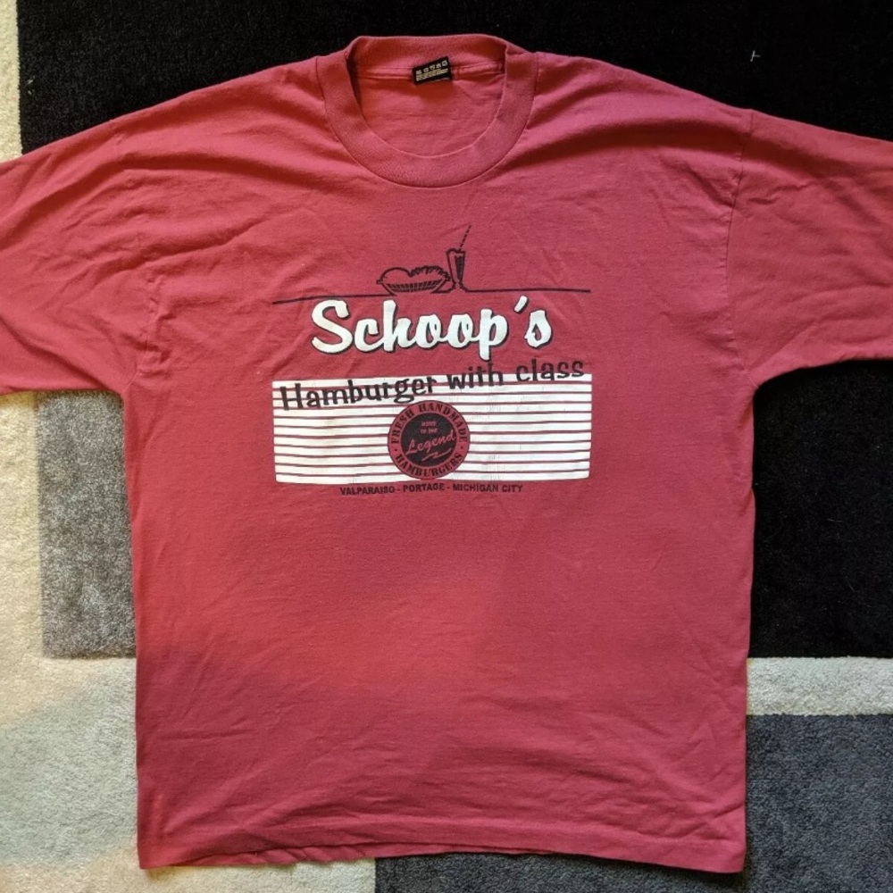 Vintage Schoops Hamburgers T Shirt Size XL